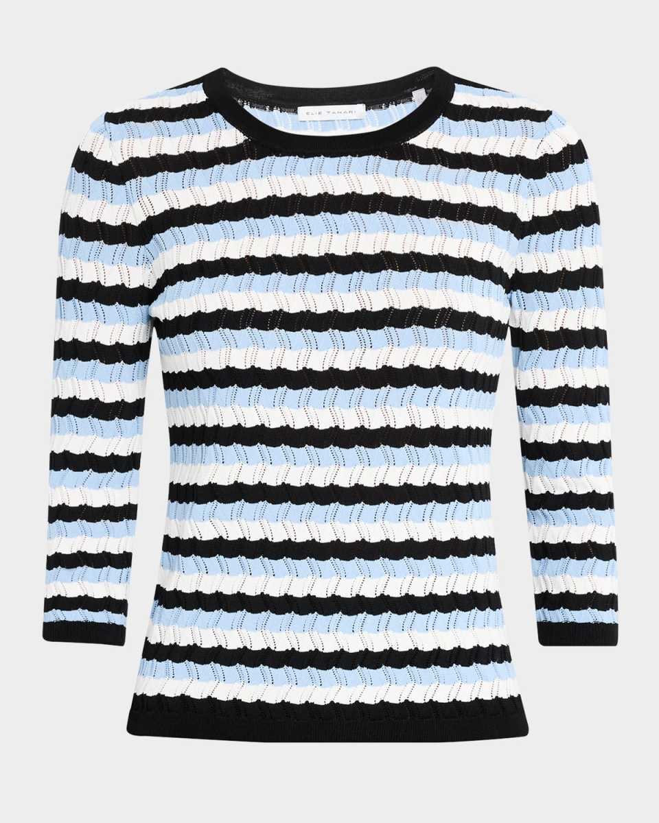 The Tadeo Striped Pointelle-Knit Sweater